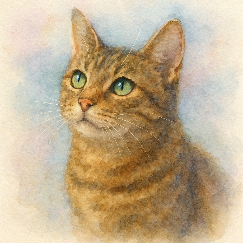 Voorbeeld: katportret - zachte aquarel