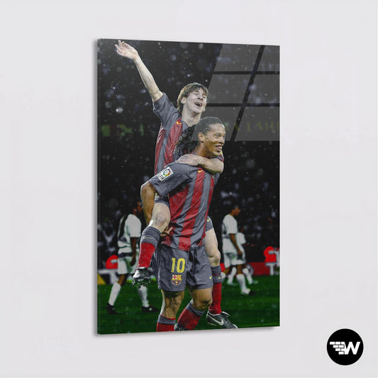 Messi and Ronaldinho - Soccer - Glass