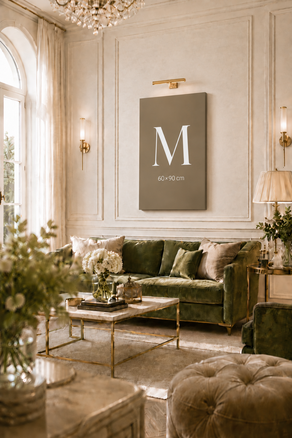 Voorbeeld: portret aan de muur in een klassiek interieur